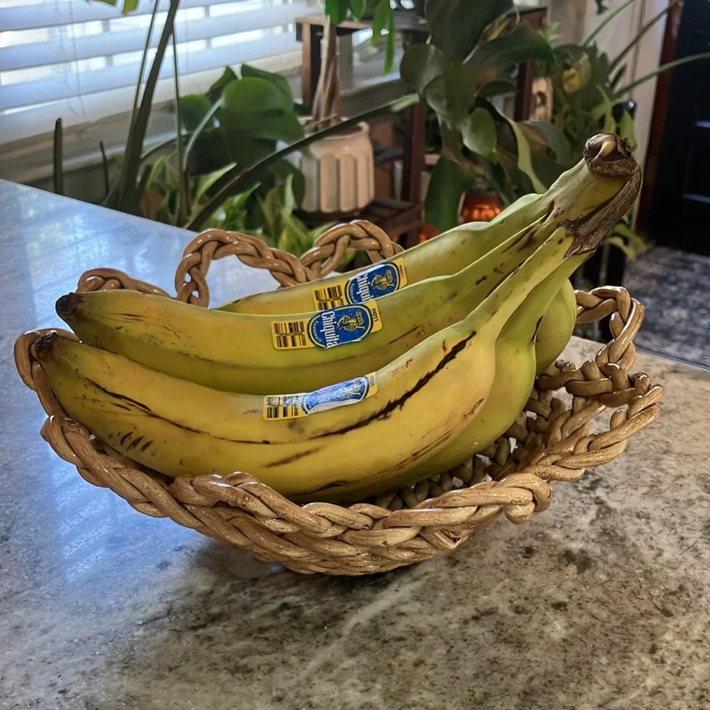 Vintage Bassano Ceramic Woven Bowl Tan